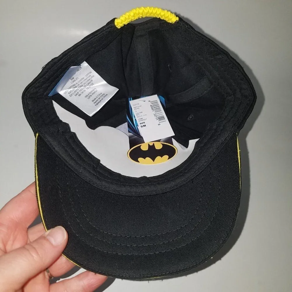 NEW DC Batman Hat Baseball Cap Black Yellow Baby Toddler 24 Months - 3T